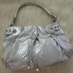 Hype Silver leather perforated Hobo Purse Handbag Y2K Fashion EUC Euphoria